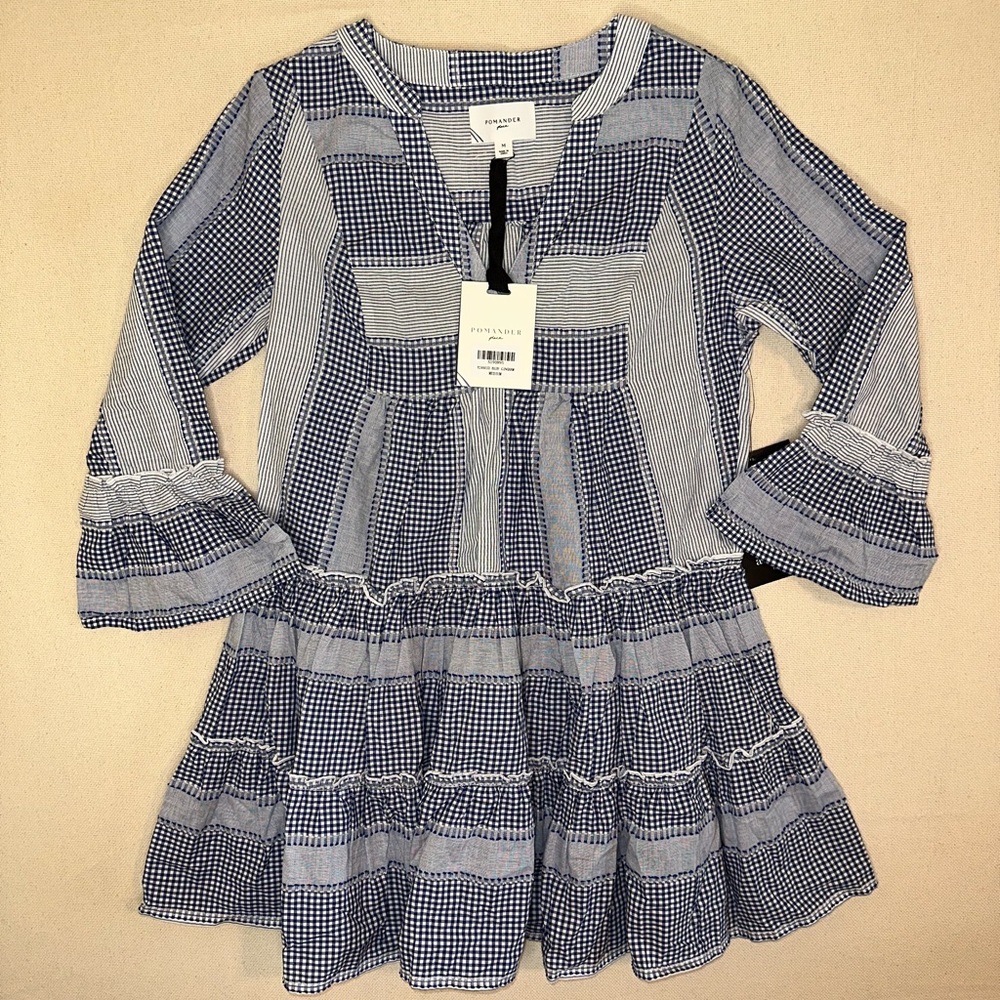 NWT Tuckernuck Pomander Place Blue Gingham Lanie Dress Womens Medium